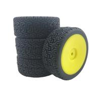 Pneus Et Roues RC Compatible avec WLtoys 144001 1/18 RC pour Buggy Crawler on/Off Road Car Pièces De Rechange Remplacements 4 Pièces RC Car 66 Mm Pneus en Caoutchouc(Yellow)