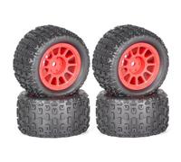 Pneus Et Roues RC pour Arrma pour Granite pour Grom pour Typhon pour GROM 1/18 4 Pièces 74mm Pneu Caoutchouc 12mm Hex RC Voiture Mise À Niveau Accessoires Pièce sur Chenilles(Red)