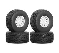 Pneus Et Roues RC pour Arrma pour Mojave pour Grom 1/14 4 Pièces Jeu De Pneus Roue 65mm avec Mise À Niveau Camion Course Courte Hexagonale 12mm Accessoire Modèle(White)