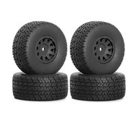 Pneus Et Roues RC pour Arrma pour Mojave pour Grom 1/14 4 Pièces Jeu De Pneus Roue 65mm avec Mise À Niveau Camion Course Courte Hexagonale 12mm Accessoire Modèle(Black)