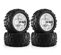 Pneus Et Roues RC pour Losi pour LMT pour Arrma pour Kraton pour Traxxas USA-1 1/8 4 Pièces pour Pneus pour Buggy Roues 156 Mm Hexagones 17Mm Pièces Mise À Niveau Monster Truck(Silver)