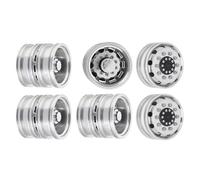 Pneus Et Roues RC pour Tamiya 1/14 Ensemble Complet De Moyeux Roues Avant Arrière en Aluminium Jantes Tracteur pour Remorque Grimpante Pièces Mise À Niveau pour Voiture Télécommandée(1set)