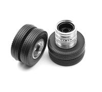 Pneus Et Roues RC pour Tamiya 1/14 Ensemble Complet De Roues Pneus Et Moyeux Roue Avant Et Arrière en Métal Pneus en Caoutchouc Pièces De Voiture Tracteur Remorque Camion(2Pcs Rear)