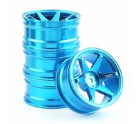 Pneus Et Roues RC pour Tamiya pour Kyosho pour HSP pour HPI pour Sakura pour Traxxas pour RedCat 1/10 4 Pièces 52 Mm RC on-Road Drift pour Voiture De Course Jante en Métal Moyeux De Roue(Blue)