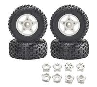 Pneus Et Roues RC pour Traxxas pour Slash pour Arrma pour Senton pour Vkar SCTX10 pour HPI 1/8 1/10 4 Pneus Camion Short 109Mm Jantes Hexagonales 12 14 17Mm Voiture Télécommandée(White)