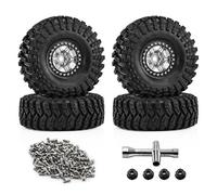 Pneus Et Roues RC pour TRX4 pour SCX10 pour Capra pour Axial pour Enduro pour TRX6 pour Redcat 1.9 Pouces Roues À Billes Métal Pneus 12mm Hex RC Chenille Mise Niveau(Silver)