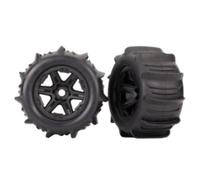 Pneus et roues Traxxas 8674 assembl s et coll s (roues noires de 3,8 ', pneus palettes, inserts en mousse) (2) (class TSM)