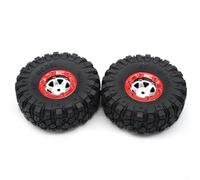 Pneus RC à l'échelle 1:12 avec construction en TPR souple de 100 mm de diamètre extérieur et 38 mm de largeur et moyeu hexagonal de 12 mm pour les tâches de ramper sur roche (rouge, 2 pièces)