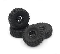 Pneus RC à l'échelle 1:12 avec construction en TPR souple de 100 mm de diamètre extérieur et 38 mm de largeur et moyeu hexagonal de 12 mm pour les tâches de ramper sur roche (noir 4 pièces)