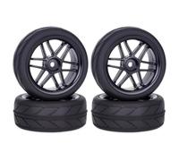 Pneus Roue 4Pièces pour Tamiya pour Tt01 pour Tt02 pour HSP pour HPI 1/10 | Réparation modifier Jantes pneus 65mm avec moyeu hex 12mm upgrade drift RC car on road pièces kit Pièces