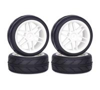 Pneus Roue 4Pièces pour Tamiya pour Tt01 pour Tt02 pour HSP pour HPI 1/10 | Réparation modifier Jantes pneus 65mm avec moyeu hex 12mm upgrade drift RC car on road pièces kit Pièces