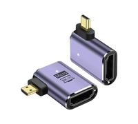 PNGKNYOCN Adaptateur 8K Micro HDMI vers HDMI, 2 Paquets Convertisseur à Angle Droit 90 degrés Micro HDMI mâle vers connecteur bidirectionnel HDMI 2.1 Femelle (Right Bend)