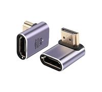 PNGKNYOCN Adaptateur HDMI à 90 degrés 8K, 2 paquets de support d'adaptateur d'extension mâle et femelle HDMI 2.1 à angle droit 48gbps 8K@60Hz, 4K@120Hz, HDR, EARC courbe vers le Haut (Down Bend)