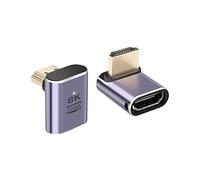 PNGKNYOCN Adaptateur HDMI à 90 degrés 8K, 2 paquets de support d'adaptateur d'extension mâle et femelle HDMI 2.1 à angle droit 48gbps 8K@60Hz, 4K@120Hz, HDR, EARC courbe vers le Haut (Up Bend)