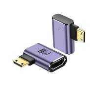 PNGKNYOCN Adaptateur Mini HDMI 8K à 90 degrés, 2 Paquets Mini HDMI mâle à Angle Droit 48Gbps vers connecteur HDMI Femelle Version 2.1 bidirectionnel supportant 8K@60Hz, 4K@120Hz (Right Bend)