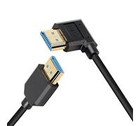 PNGKNYOCN Câble court HDMI 2.1 8 K, 0,3 m, ultra haute vitesse à 90 degrés, coudé à gauche, câble HDMI mâle vers mâle, support 8K @ 60 Hz, HDR dynamique, HDCP 2.2 & 2.3, eARC (gauche/0,3 m)