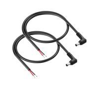 PNGKNYOCN Câble d'alimentation DC à connecteurs coudés à 90 degrés, lot de 2 câbles d'alimentation de réparation à extrémité ouverte pour câble dénudé, fiche mâle DC 5,5 mm x 2,5 mm à 18AWG (0.5M)