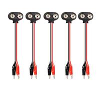 PNGKNYOCN Câble de Batterie 9 V à Pinces Crocodiles, Lot de 5 câbles de connecteurs à Pinces Crocodiles Doubles à 9 V (15 cm)