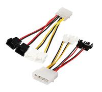 PNGKNYOCN Câble de connecteur de ventilateur 4 broches Molex à 4 broches (alimentation des 4 ventilateurs à partir de 1 connexion Molex!) 2x12v/2x5v pour les ventilateurs de châssis PC CPU (2 pack)
