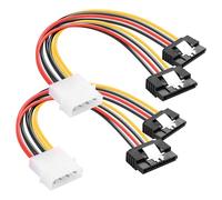 PNGKNYOCN Câble en Y Molex vers double SATA d'alimentation, adaptateur de rallonge d'alimentation 4 broches IDE mâle (18 AWG) vers double SATA femelle à angle droit 15 broches (lot de 2)