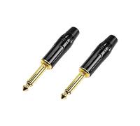 PNGKNYOCN Fiche Audio 1/4" 6.35 Microphone avec Interrupteur Anti-Sifflement Fiche TS 1/4 Pouce Heavy Duty Gold Plated Solder Type DIY Audio Connector (2 Pack)