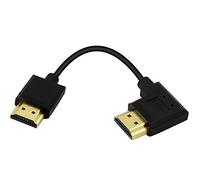 PNGKNYOCN HDMI Mâle to Mâle Court Câble 15cm Angle Droit Le Haut de 90 Degrés Câble Adaptateur HDMI 2.0 Haute Vitesse Prend en Charge 4K@60Hz Pour tablette, Caméra etc. (Black Right)