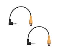 PNGKNYOCN Lot de 2 câbles courts TS vers RCA 1/8" mâle mono mâle à angle droit 3,5 mm vers RCA femelle pour haut-parleurs, caisson de basses, amplificateur (20 cm)