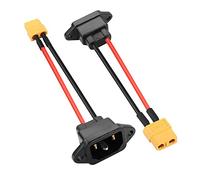 PNGKNYOCN Lot de 2 câbles de Conversion d'alimentation AC 250 V 15 A IEC320 C14 mâle vers XT60 Femelle avec câblage 14 AWG 3 pin 1 Horizontal et 2 verticaux pour remplacer la Prise électrique de Moto