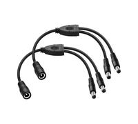 PNGKNYOCN Lot de 2 câbles répartiteurs d'alimentation CC 5,5 x 2,5 mm 1 femelle vers 2 mâles, câble adaptateur répartiteur en Y, pour caméras de vidéosurveillance, DVR, bande lumineuse LED (0,3 m)