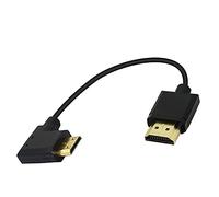 PNGKNYOCN Mini Câble HDMI 15 cm 90 Degrés Haute Vitesse 4K Mâle vers Mâle - Cordon Court avec Ethernet, 3D, Retour Audio (Noir Gauche)