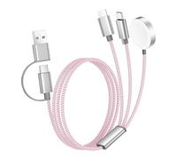 PNGOS Câble USB-C 3 en 2 Multi Chargeur - Compatible avec pour iWatch Ultra/SE/10/9/8/7/6/5/4/3/2/1, pour i-Phone 16/15/14/13/12/11 (hellblau)