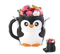 Pnguin Porte-pinte de crème glacée en 3D avec imprimé mignon Pnguin - Réutilisable - Double fente pour cuillère - Manchon anti-fuite pour rassemblement, fête, pique-nique