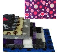 PnH Veterinary Bedding ® Literie pour animal Antidérapant 100 cm x 76 cm - Prêt à l'emploi, bord détaché Violet avec cercles roses.