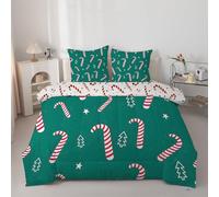 PNHCL Couette 135x200 Imprimé 4 Saisons Sapin de Noël Festif - Édredon Réversible Léger et Chaude Cannes en Sucre - Literie Lit 1 Personne Lavable Enfant Fille Garçon M#3