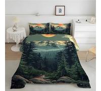 PNH ouette 220x240 Imprimée Forêt Montagne Neige Couette 4 Saisons Lavable, Doux et Confortable, Édredon Réversible Aventure Nature Extérieure Edredon Lit 2 Personnes MD&3