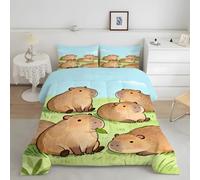 PNH ouette Imprimée sans Housse 140x200 Capybara Brun Mignon Couette 4 Saisons Lavable, Douce et Respirante, Édredon Réversible Motif Animaux pour Enfant Garçons Filles MD&4