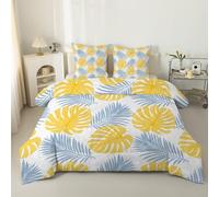 PNHCL Couette Imprimée - Tropical Plantes Couette 220x240 4 Saisons, Feuilles Couette 2 Personnes Legere et Chaude, Edredon Réversible pour Fille Garçon Decoration Chambre M304