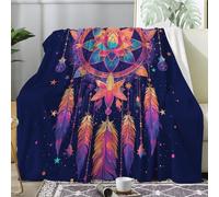 PNHCL Couverture Plaid Polaire Imprimée sur Le Thème des Rêve - Flanelle Couverture Polaire 160x200 comme Jeté de Canapé ou Jete de Lit - Plaid Chaud Automne Doux avec Motif de Chic Attrape Rêve A251