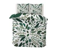 PNH euilles Housse de Couette 220x240, Feuille Parure de Lit 2 Personnes, Usine Housse Couette Microfibre avec 2 Taies d'oreiller pour Adulte Decoration Chambre, Vert