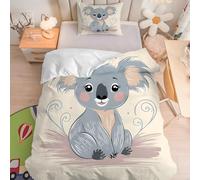 PNHCL Housse de Couette 100x135 Koala Parure de Lit 1 Personne, Dessin Animé Ensemble de literie Microfibre Douce avec 1 Taie d'oreiller 40x60cm pour Enfant Fille Garcon A-56