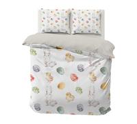 PNHCL Housse de Couette 120x150 cm Enfant Microfibre Lapin de Pâques Blanc Parure de Lit 1 Personne Œuf à l'Aquarelle Linge de lit Imprimée Réversible avec 1 Taie d'oreiller 40x60 cm A83