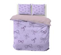 PNHCL Housse de Couette 120x150 cm Enfant Microfibre Nœud Lavande Violet Féminin Parure de Lit 1 Personne Nœud Artistique Linge de lit Imprimée Réversible avec 1 Taie d'oreiller 40x60 cm A155