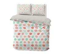 PNHCL Housse de Couette 120x150 cm Enfant Microfibre Œuf de Pâques Blanc Œuf à Pois Parure de Lit 1 Personne Festif Pâques Linge de lit Imprimée Réversible avec 1 Taie d'oreiller 40x60 cm A94