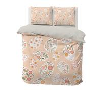 PNHCL Housse de Couette 120x150 cm Enfant Microfibre Œuf de Pâques Rose Floral Parure de Lit 1 Personne Festif Romantique Linge de lit Imprimée Réversible avec 1 Taie d'oreiller 40x60 cm A151