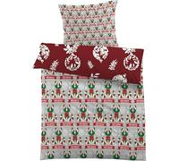 PNHCL Housse de Couette 155x200 cm 1 Personne, Housse de Couette Thème de Noël Microfibre, Parure de Lit Cannes de Noël en Sucre Linge de Lit Fermeture éclair avec 1 Taie d'oreiller 65x65 Cm -BT11