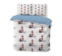 PNHCL Housse de Couette 200x200 2 Personnes Pingouin Blanc CôTe Parure de lit Microfibre Loutre Imprimée Réversible Housse de Couette Fermeture éclair et 2 Taie d'oreiller 65x65 A56