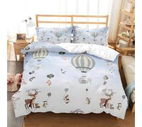 PNHCL Housse de Couette 200x200 Ballon À Hydrogène, Parure de Lit Motif Animaux 2 Personnes avec Fermeture Éclair, Sets de Housse Couette Imprimée en Microfibre avec 2 Taie d'oreiller 65x65 cm