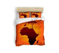 PNHCL Housse de Couette 200x200 Continent Africain - Parure de Lit Animaux avec 2 Taies d'oreiller 65x65 cm - Housse Couette 2 Personnes Fantastique pour Ado Fille Garçon Adulte MT&11