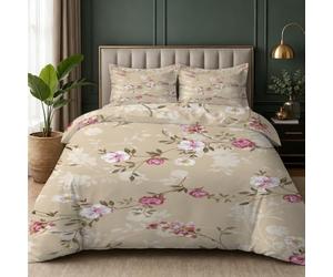 PNHCL Housse de Couette 200x200 Liane de Roses Vintage Parure de Lit 2 Personnes Fleurs Romantiques Housse Couette Zippée Moderne avec 2 Taies d'oreiller pour Ado Fille Garcon AW#48