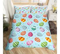 PNHCL Housse de Couette 200x200 Oeuf de Pâques - Parure de Lit Pâques avec 2 Taies d'oreiller 65x65 cm - Housse Couette 2 Personnes Moderne pour Ado Fille Garçon Adulte Ax-83